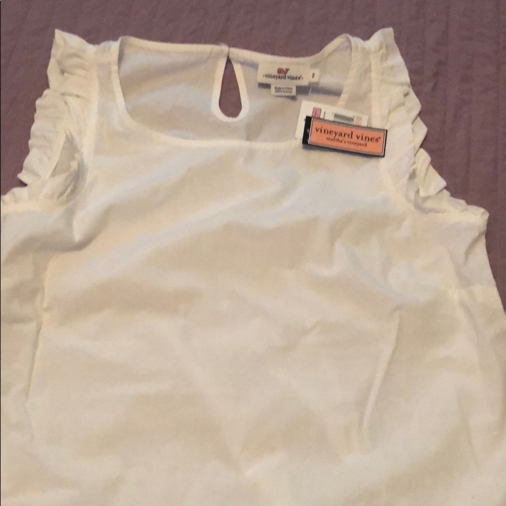 Vineyard Vines Poplin Ruffle Top